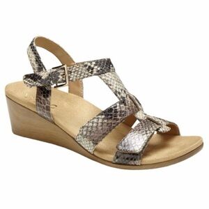 Vionic Glenda Wedge  Orthaheel Natural Snake Print Sandals.